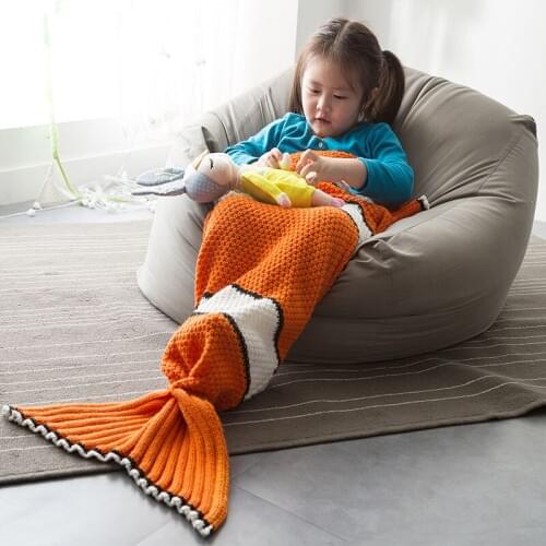 2019 Hot sale Children with Knitted Mermaid Tail Blanket Child/Baby Mermaid Blanket Knit Cashmere-Like TV Sofa Blanket