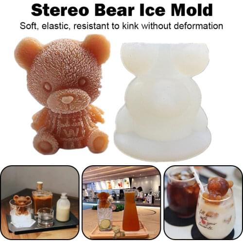 3D Silicone Ice Cream Mold Teddy Bear Shape Chocolate Ice Cube Tray Maker Magnum Molds For Whiskey Cocktails Beer Candle Coffee