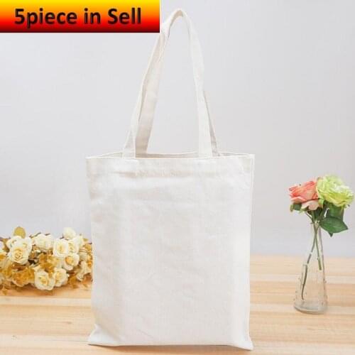 5pcs In Set For Sale 22x25cm Canvas Bag Folding Tote Unisex Blank DIY Original Design Eco Foldable Cotton Bags Canvas Handbag