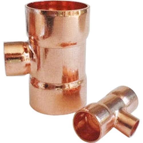 54mm 67mm To 15 16 22 28 42mm ID Reducing Tee 3 Ways 99.9% Copper End Feed Solder Plumbing Fitting For Air Condition