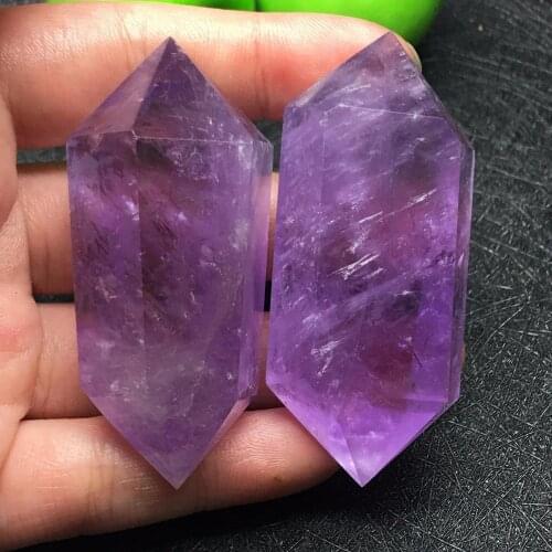 80g amethyst quartz double Point natural crystal point Polished Reiki Healing crystals