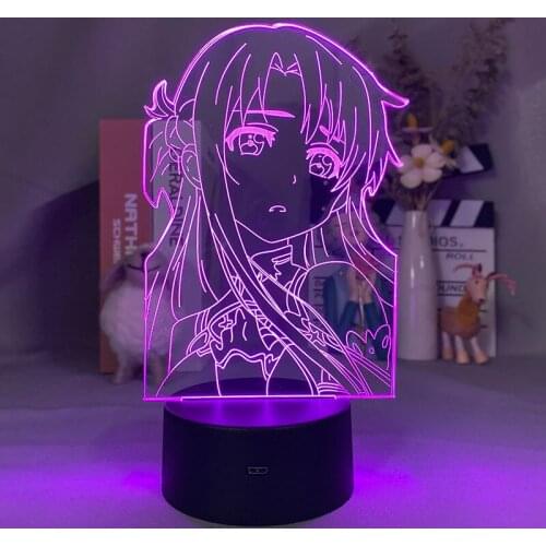 Acrylic Led Light Anime Sword Art Online Asuna Figure for Bedroom Decor Nightlight Birthday Gift Room Led 3d Lamp Manga SAO