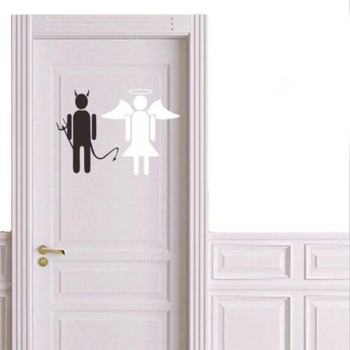 Angel Demon Diy Wall Stickers Vinyl Home Decoration For Door Fefrigerator Kids Room Kitchen Wallpaper Peel & Stick Wall Decor