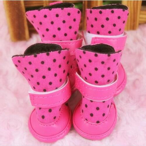 Anti-slip winter warm Dog boots waterproof Elastic Dot pet cat Shoes for Small dogs Teddy Puppy New soft bottom