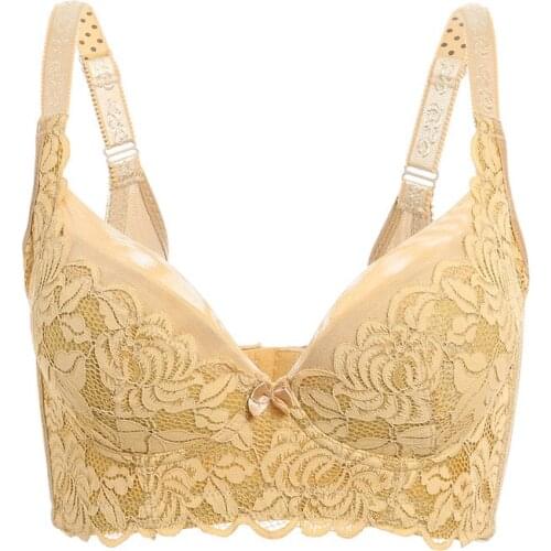 Gathering bra lace soft steel ring corrective underwear womens breast sexy Push up bars for women