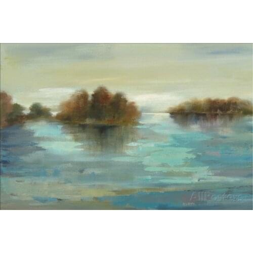 Decorative art abstract oil painting Landscapes Serenity on the River by Silvia Vassileva Canvas Paintings High quality handmade