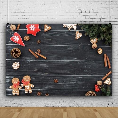 Photo Backdrops Dark Black Wooden Board Planks Christmas Festivals Bauble Baby Toys New Year Party Portrait Photo Backgrounds