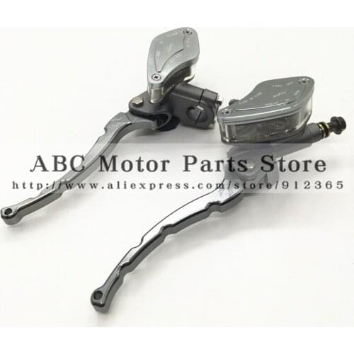 Hydraulic Brake Lever Left and Right for Electric motorcycle scooter CNC aluminum lever M10 oil hose Titanium gray colour