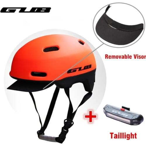 GUB New City Road Cycling Helmet With Taillights Safety MTB Removable Visor Bike Helmets Urban Leisure Helmet BMX Cap Casque Vtt