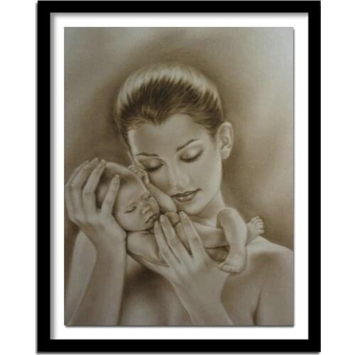 Diamond Painting Cross Stitch Portrait Full Round DIY Diamond LOVE Mom And Baby Home Decor Wall YZ1425