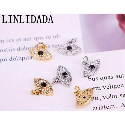 15Pcs 11x5mm brass gold/silver color eyes cz pendant for women necklace earrings jewelry accessories making