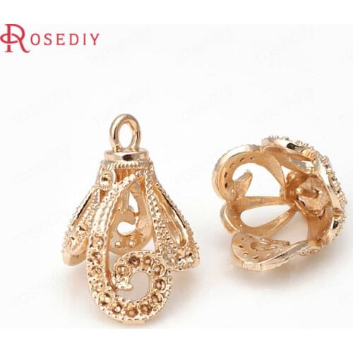 31296-G)10PCS 23x15.5MM 24K Champagne Gold Color Brass with Half Pins Beads Caps Jewelry Making Supplies Diy Accessories