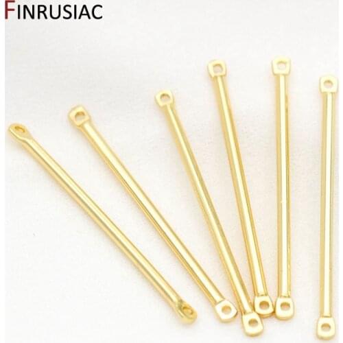 14K Real Gold Plated 35mm Long Metal Bar Links Thin Stick Strip Connectors Charms for DIY Earrings Jewelry Making Accessories