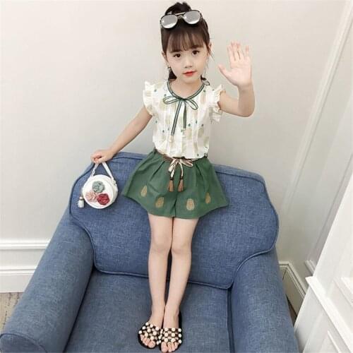 Summer 2021 Girls Clothes Sets Short T Shirt + Pants 2pcs Baby Children Clothing Suits Outfit Kids Tracksuit 5 6 8 9 10 12 Years