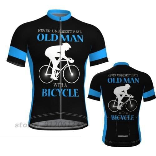 Mens Short Sleeve Cycling Jersey Cycling Clothes Old Men Bicycle Summer Blue Cycling Top Bike Top MTB Road Wear