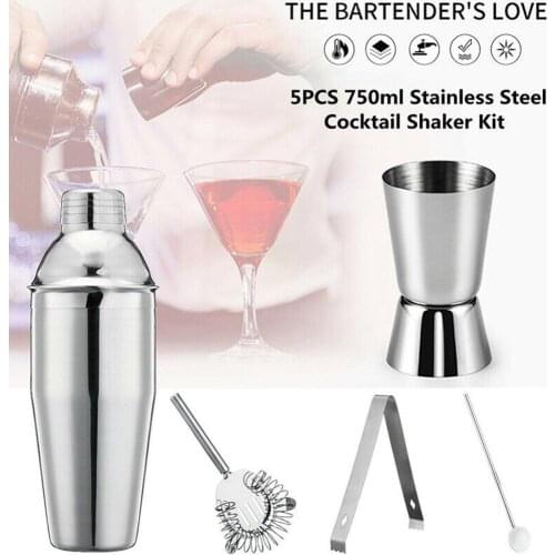 5 Piece Set Cocktail Shaker Shaker Set Stainless Steel Special Steel Kettle Wine Set Wine Set Stainless