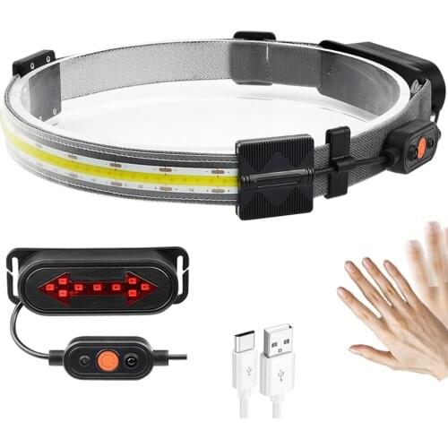 10W COB LED Headlamp 1500mAh USB Rechargeable Fishing Head Torch Light Riding Running Warning Emergency Light Camping Lantern