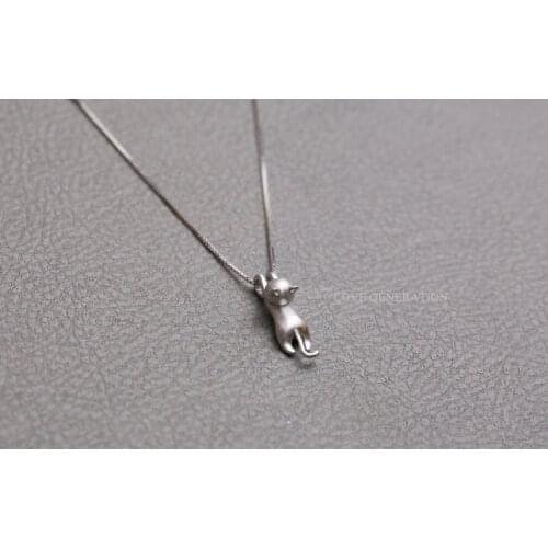 Popular accessories s925 sterling silver jewelry with Korean fashion style cute cat necklace set for charming female birthday