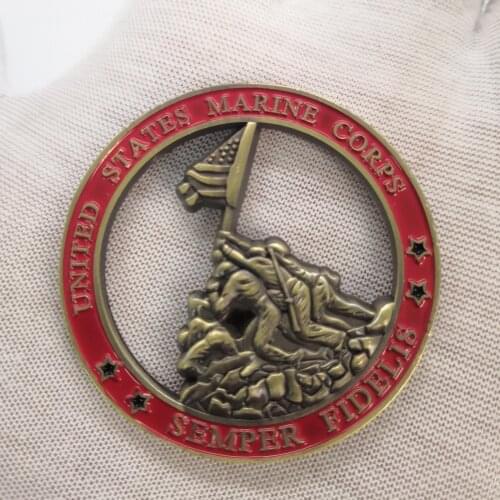 US Marine Corps Gold Plated Coin Colorful Military Semper Fidelis Metal Challenge Medal USA Coins