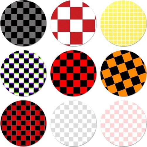 Checkerboard Plaid Icons Pins Badge Decoration Brooches Metal Badges For Clothes Backpack Decoration 58mm