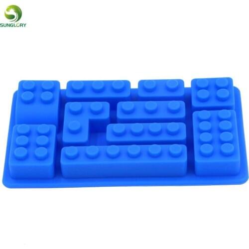 Silicone Ice Mold Blocks Ice Cream Maker 10 Bricks Ice Cream Tools Cream Tubs Tray Bar Tools Silicone Mold Cake Tools Color Blue