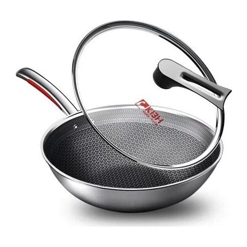 Wok Household Western-style Stainless Steel Composite Multi-layer Bottom No Oil Fume No Coating Non-stick Pan Easy To Clean