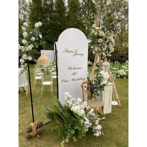Wedding Flower Welcome Sign Billboard Iron Arch Frame With Plinth Table Cake Stand For Birthday Party Balloon Sash Backdrops