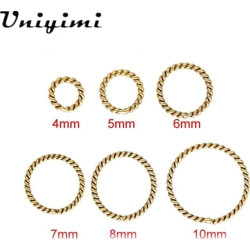 Light Yellow Gold Color Zinc Twist Closed Ring Matte Beads Copper Metal Connector Ring DIY Jewelry Findings Accessories 5Pcs/Lot