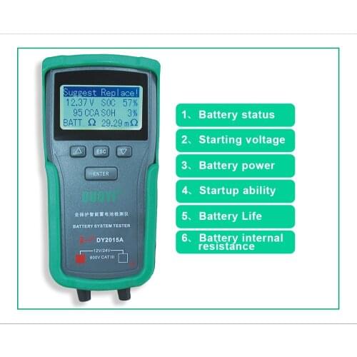 DUOYI DY2015A 12V 24V Car Battery Tester 40 to 2000CCA 12 24 Volt Battery Tools For The Car Quick Cranking Charging Diagnostic
