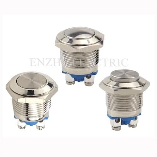 16mm 19mm 22mm screw port 1NO metal key switch Self reset spherical flat round high round stainless steel brass clad nickel