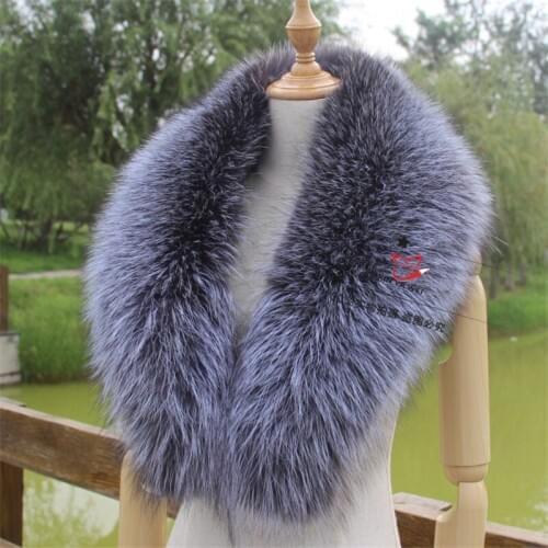 Real Fox Fur Collar 80/90/100/110cm Women 100% Natural Fox Fur Scarf Winter Warm Fur Collar Scarves Black L#146