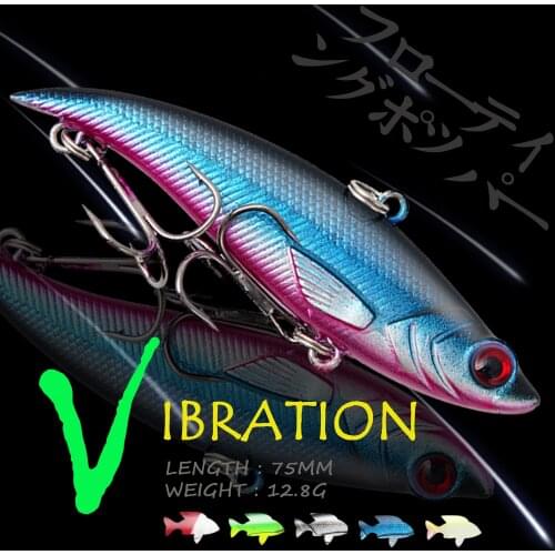 WALK FISH 75MM 12.8G VIB Ice Fishing Lure Sinking 3D Eyes Hard Bait Diving Swivel Bait Artificial Bait Winter Fishing Tackle