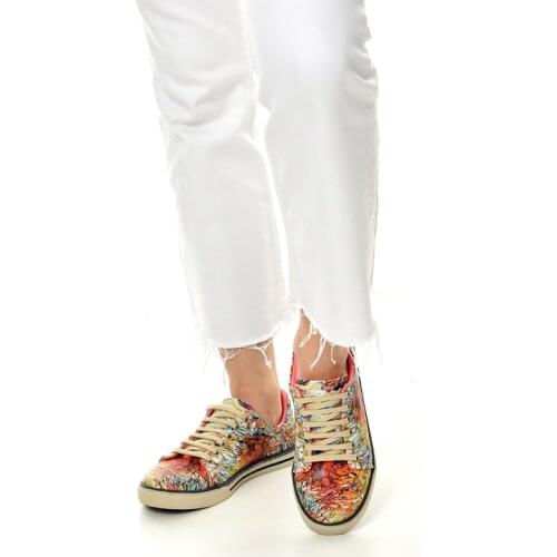 Dijital Baskılı Renkli Desen Kadın Sneakers Ayakkabı