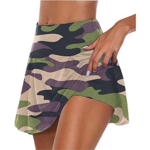 Women Fashion Fitness Leggings Double-Layer Camouflage Sports Shorts Casual Plus Size High Waist Stretch Short skirt