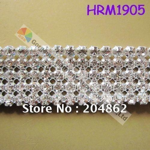 10yards/lot 5 rows SS20 rhinestone mesh cake trim clear crystal ribbon banding for wedding dress cakes Browbands headband Making