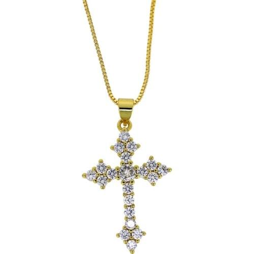 3pcs Simple Stylish Cross Shape Women Charms Pendent Necklace Colorful Fine Birthday Gift Shiny CZ Fashion Accessories Jewelry