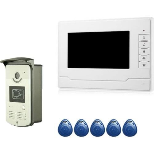 7 inch Wired Video Doorbell Indoor Monitor with IR-CUT Rainproof Outdoor Camera Visual Intercom Two-way Audio Remote Unlock