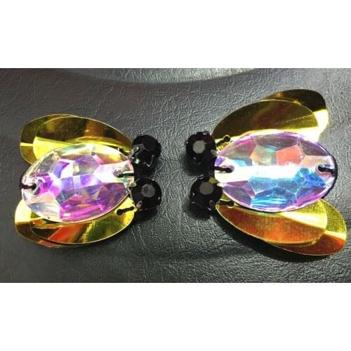 8pcs/lot Sequins Bee 30mm Handmade PVC Sewing Flat Back Patches DIY Crafts Shoes Bags Garment Accessory Animal Cicada Gold