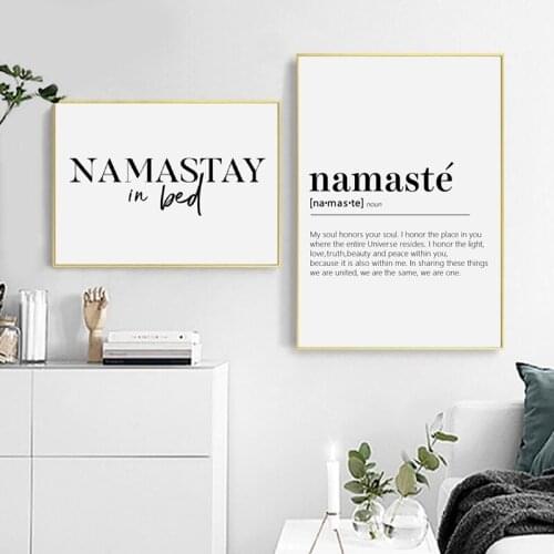 Abstract Black White Namaste Definition Canvas Painting Yoga Artwork Zen Posters Prints Wall Art Pictures Living Room Home Decor