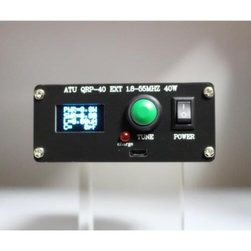 ATU QRP-40W Antenna Automatic Tuner Mini Antenna Automatic Tuner 0.96 Inch OLED Display Screen 1.8-55MHz with Cover