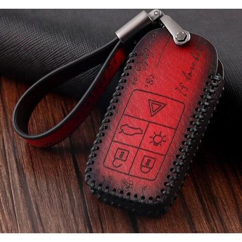 Car Accessories Genuine Leather Car Auto Remote Key Case Cover Holder Skin Shell for Volvo S40 S60 S70 S80 S90 V40 V60 XC60