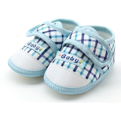 Baby Boys Girls Shoes Cotton Plaid First Walkers Toddler Prewalker Soft Sole Booties