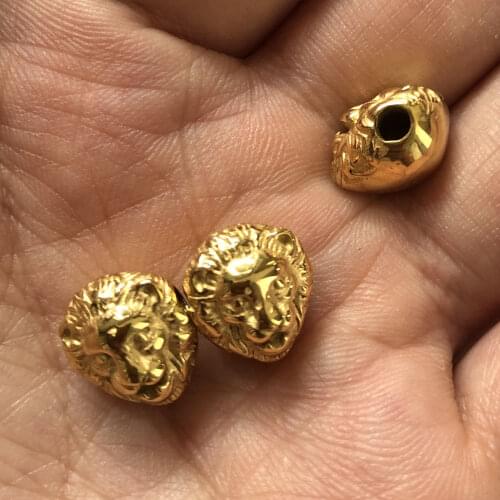 Ailatu Stainless Steel Lion Head Charm Beads Exquisite Plating Process for Fashion DIY Jewelry