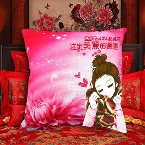 Diy printed cross stitch pillow kit embroidery needlework sets counted cross-stitch kits patterns paintings accessories fabric