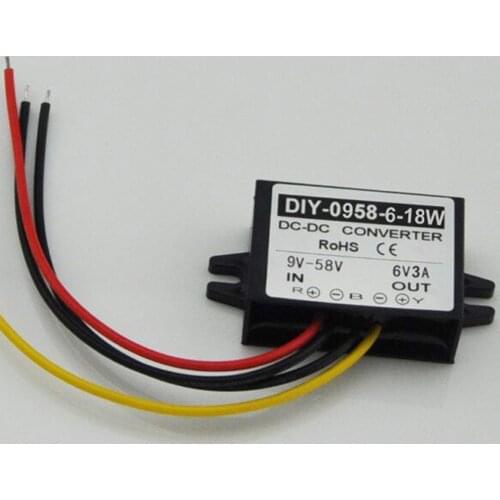 DC-DC Converter 12V24V36V48V(9V-58V) Step Down 6V 3A 18W Power Converter DC Buck Module Voltage Regulator Waterproof