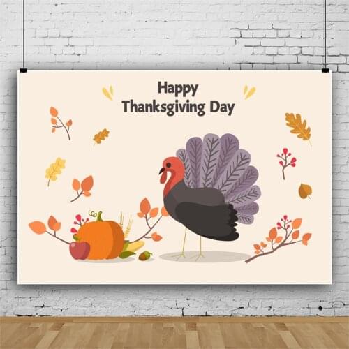 Cartoon Turkey and Happy Thanksgiving Photography Background Baby Shower Celebration Photo Booth Studio Decor