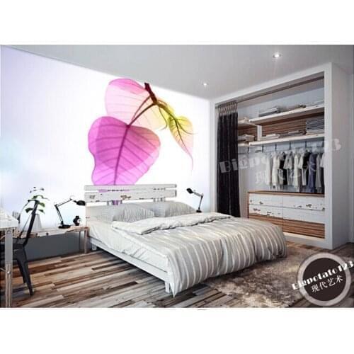 Customized photo wallpaper, purple leaf bedrooms feature large murals for the living room TV wall vinyl Papel de Parede