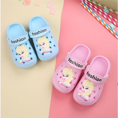 Disney summer childrens cartoon frozen girl garden shoes non-slip wear-resistant soft bottom hole shoes indoor sandals