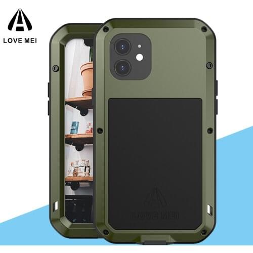 Love Mei Metal Waterproof Case For Apple Iphone 12 Shockproof 360 Degree Full Cover Case Capa Gorilla Glass Film Gift