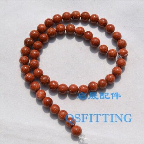 Supply DIY fashion jewelry Accessory,8MM Gold Sand Nature Stone,Round Shape,Brown Color Crystal